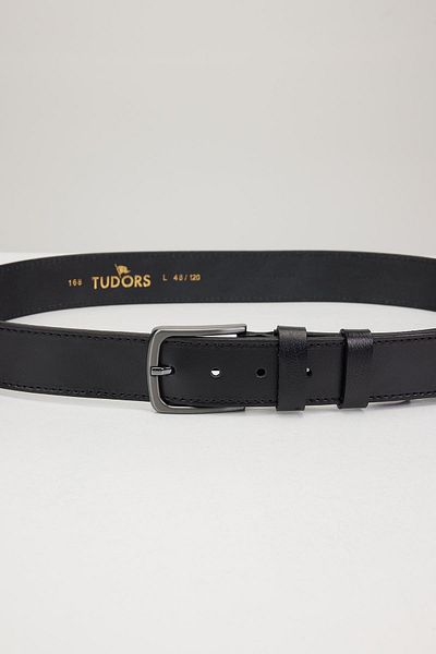 Tudors Ανδρική αθλητική μαύρη ζώνη 100% γνήσιο δέρμα 4 cm