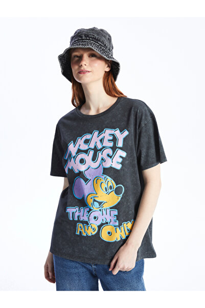 LC Waikiki Dámské tričko s potiskem Mickey Mouse - výstřih, krátký rukáv