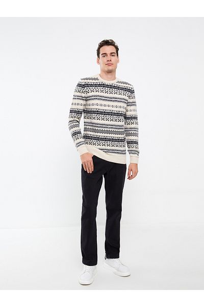 LC Waikiki Ανδρικό Πλεκτό Πουλόβερ - Μακρυμάνικο, Crew Neck, με σχέδια