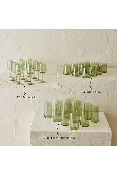 Bella Maison Point Glasses-Goblet Set 36 Pcs Green
