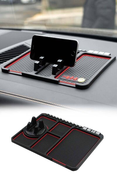 Genel Markalar Araç İçi Kaydırmaz Ped 3D Numaratör Telefon Tutuculu Torpido Kaydırmaz XL Kare