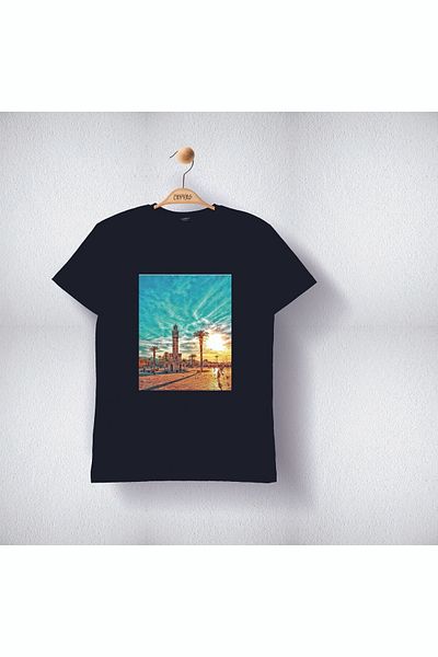 Cevval Unisex Παιδικό T-Shirt - Izmir Clock Tower Printed, Βαμβακερό