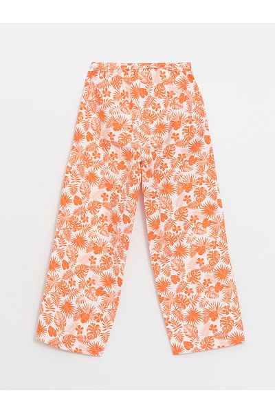 LC Waikiki Flower Patterned Elastic Waist Trousers for Girls