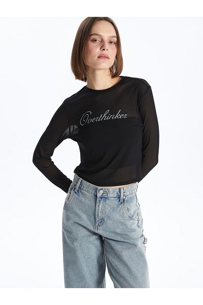 LC Waikiki Long Sleeve Crew Neck Women's Blouse - Printed