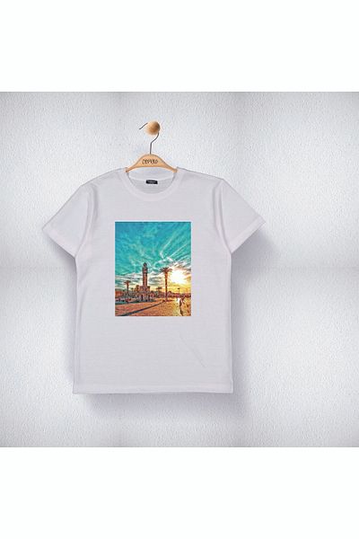 Cevval Unisex Παιδικό T-Shirt - Izmir Clock Tower Printed, Βαμβακερό