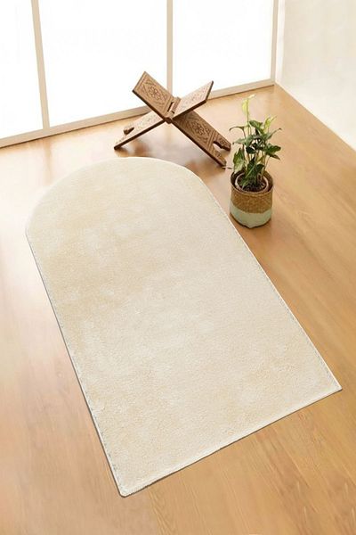 Valery Home Vl Washable Plush Prayer Rug Overlock Prayer Beige