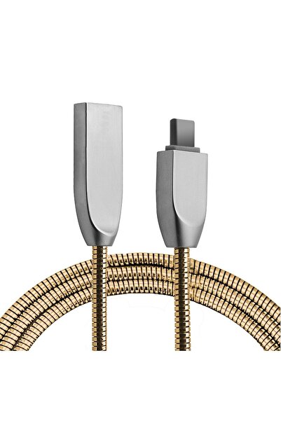Ally Mobile Ally Usb Type-c Zinc Alloy Dayanıklı 2,4 A Metal Usb Kablo Gold