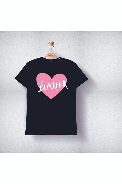 Cevval Fată - Tricou cu inimă imprimat negru și roz