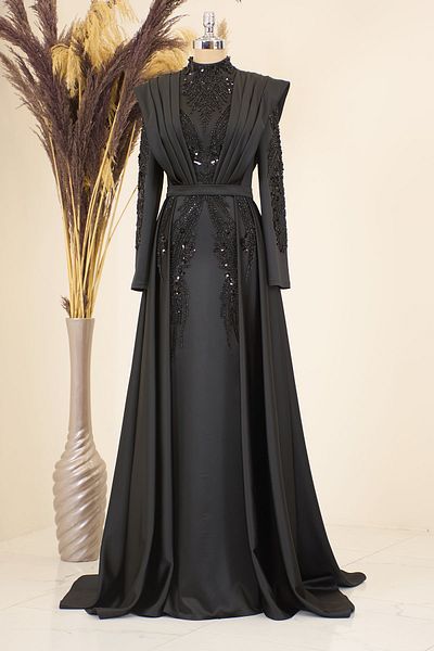 PİENNAR Rochie de seara Miranda cu trena drapata cu margele