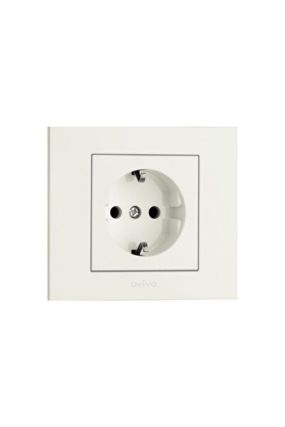 OVİVO Grano White Socket with White Grounded Socket Frame