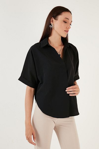 Lela Cămașă cu mânecă scurtă supradimensionată din bumbac 6234759