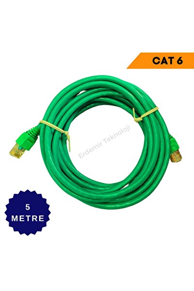 ERD TEKNOLOJİ Cat 6 5 Metre Patch Network Internet Kablosu Yeşil 5 Metre