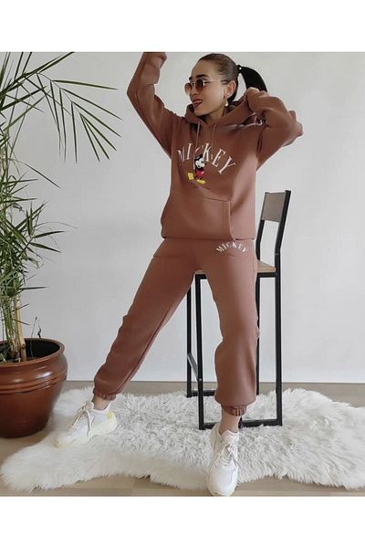 FEEL STYLE Σετ γυναικεία αθλητικά φορμάκια Mickey Printed Kangaroo με μοτίβο Oversize