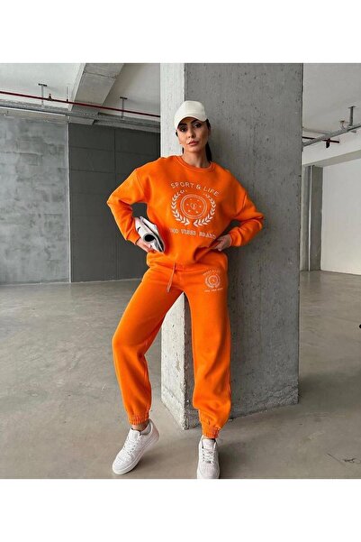 FEEL STYLE Sport&Life Printed 0 Collar Women's Oversize Tracksuit Set