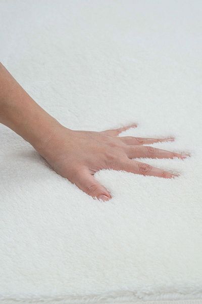 Valery Home Vl Washable Premium Pompom Fringed Non-Slip Base Post Plush Bath Mat Set of 2 Ecru