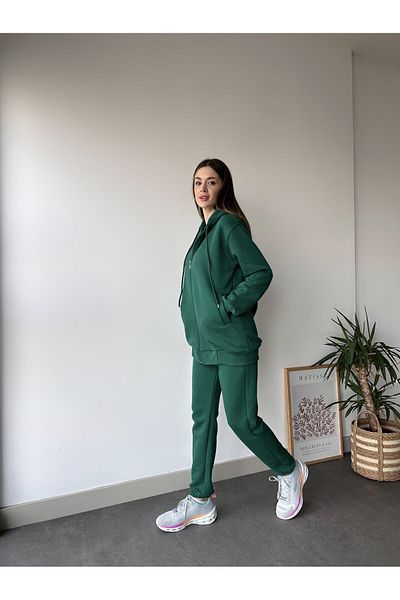 FEEL STYLE Σετ μοντέρνα γυναικεία φόρμα με κουκούλα με τρεις κλωστές