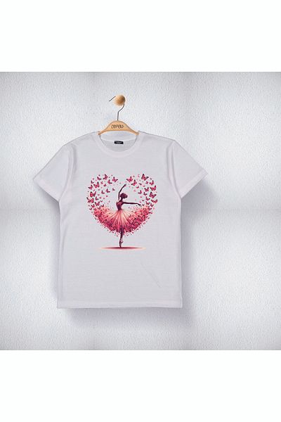 Cevval Tricou cu model și imprimeu fluture pentru fete