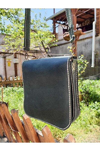 semiramis Artemis Model Hakiki Deri El Yapımı Yeşil Tek Körüklü Küçük Postacı...