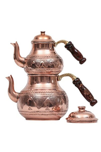 HASBEDESTEN Üzümlü Parlak Bakır Çaydanlık