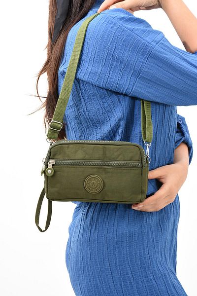 571 Collections Çanta Green Three Compartment Crossbody Wallet Phone Holder - Model 571-15E