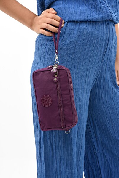 571 Collections Çanta Purple Three Compartment Crossbody Wallet Phone Holder - 571-15E