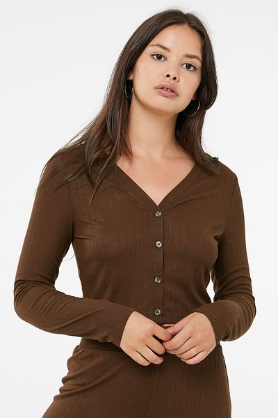 Ardene V-Neck Ribbed Cardigan