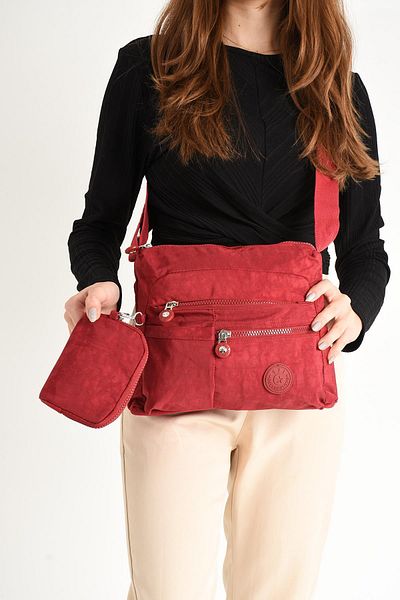 571 Collections Çanta Red Ultra Light Cross Strap Shoulder Bag with Multiple Pockets (Model: 571-6I)