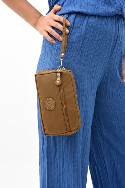 571 Collections Çanta Θήκη τηλεφώνου Tan Wallet - Σταυρός ιμάντας και τρία διαμερίσματα (Μοντέλο: 571-15E)