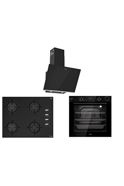 Tommatech TT300 Siyah Ankastre Set TDE6004BG Favlumbaz + TAO6001BG Ocak +TAF6004BSP Fırın