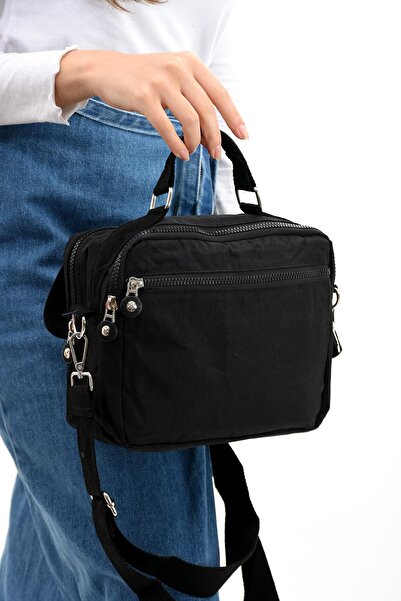 571 Collections Çanta Εξαιρετικά ελαφριά μαύρη τσάντα ώμου - Σταυρός ιμάντας και πολλαπλές τσέπες (Μοντέλο: 571-6P)