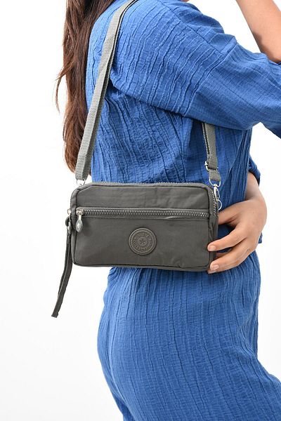 571 Collections Çanta Gray Cross Strap Three Compartment Phone Holder Wallet - Model: 571-15E
