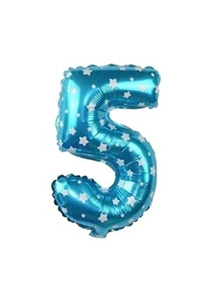 ikm balon Folyo Balon 5 Rakamı Helyum Balon 36 Cm Mavi Renk - 5 Yaş Balonu - ...