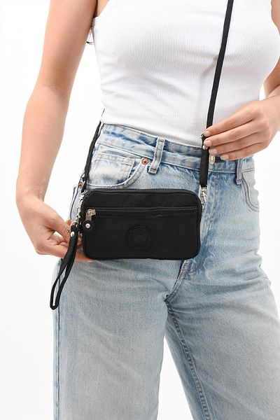 571 Collections Çanta Black Three Compartment Wallet Phone Holder - Model 571-9-15C