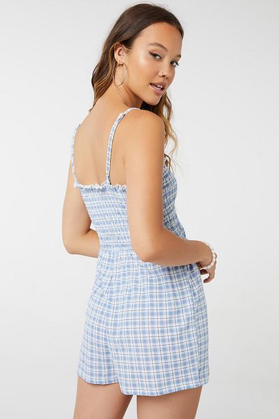Ardene Plaid Smocked Romper