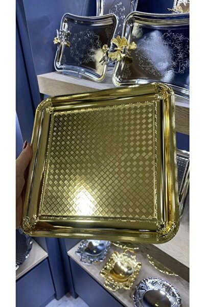 İmren Collection Gold Metal Sunum Tepsisi 1 Adet