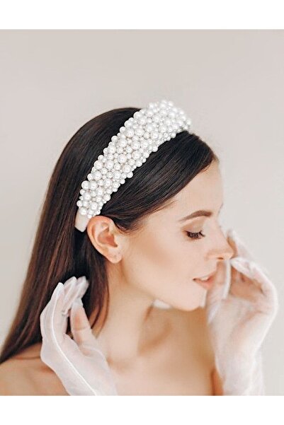 WAHSHE كليمنتين تاج اللؤلؤ المكثف، تاج الزفاف اللؤلؤي، تاج اليوم الخاص