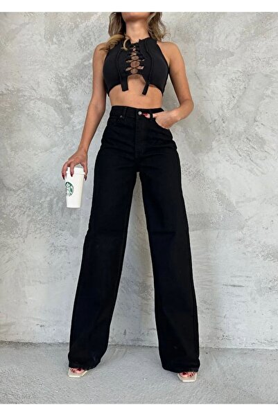 Shield Life Pantaloni Palazzo Denim Talie înaltă Confortabil Lycra elastic To...