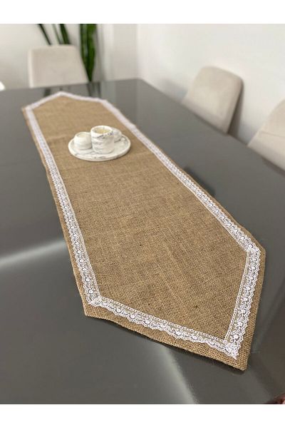 Parla Life 40x120 cm Δαντελένιο Μοτίφ Γιούτα Runner