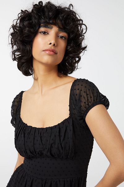 Ardene Smocked-back Swiss Dot Romper