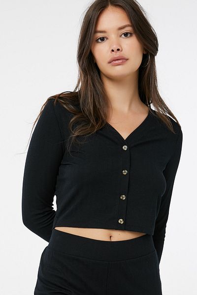 Ardene V-Neck Ribbed Cardigan