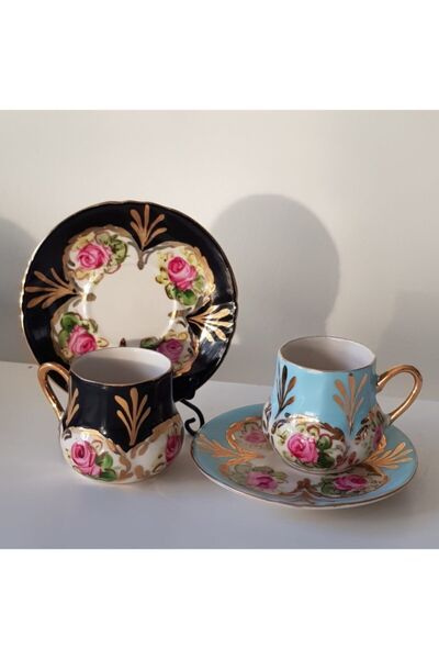 BY.RAYKA PORSELEN El Dekor Saray Hand Painting Set of 2 Cups
