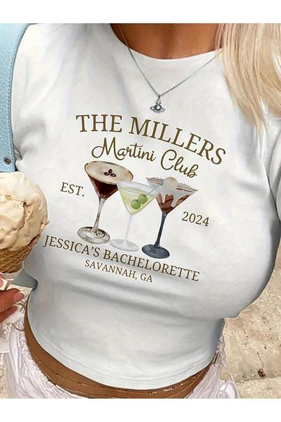 Touz Moda Μπλούζα μήκους Crop με στάμπα Martini Club
