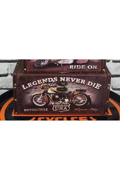Giftpoint 1 Piece Large Motorcycle Wooden Box - Office Hobby Gift Storage Chest