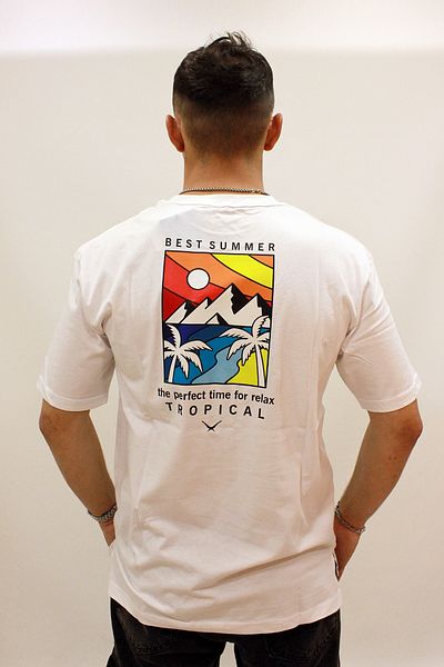 Cazador Jazz 4197 - Tricou cu imprimeu pentru bărbați, relaxat, cu decolteu și spate