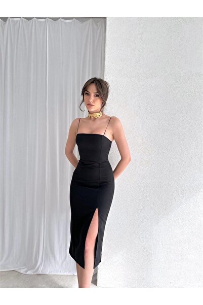 Afiş Butik Ip Askılı Yırtmaçlı Elbise
