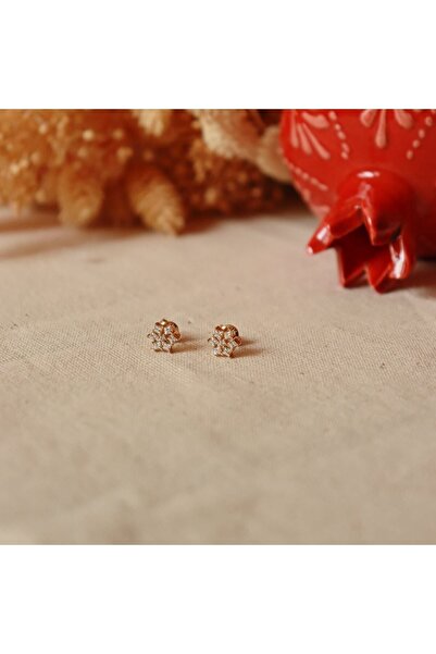 TAHAN MÜCEVHERAT Kar Tanesi Taşlı Vidalı Küpe