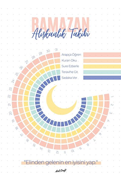 Arilcraft Ramazan Alışkanlık Takibi Yaz Çiz Sil Tekrar Kullan A4 Boy