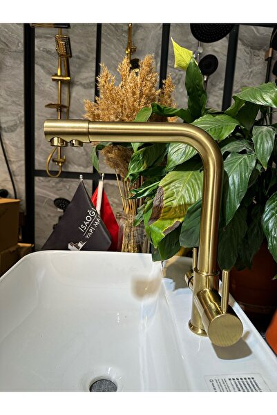 İSAOĞLU YAPI Mat Gold Arıtmalı Musluk Modern Tasarım Arıtmalı Armatür Mat Alt...