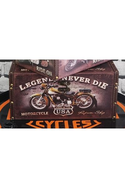 Giftpoint 1 Piece Large Motorcycle Wooden Box - Office Hobby Gift Storage Chest