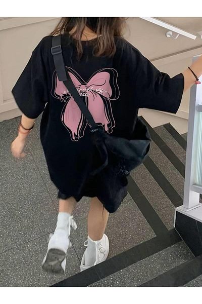 Touz Moda Κορδέλα Oversize T-shirt - Πίσω στάμπα